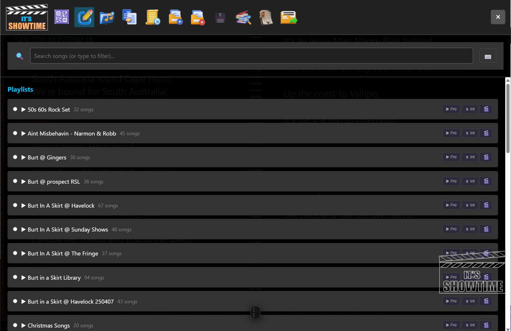 ShowTime playlist editor