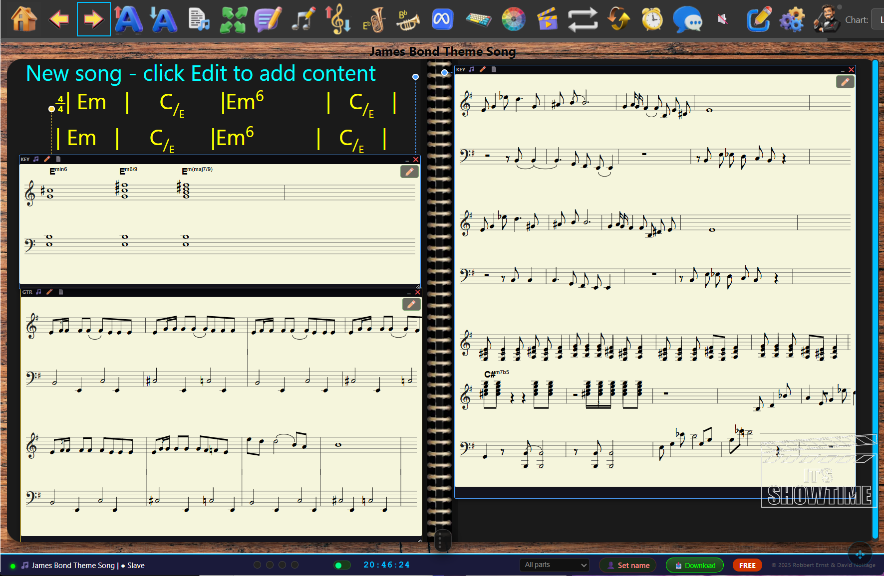 ShowTime hybrid notation and chord chart view
