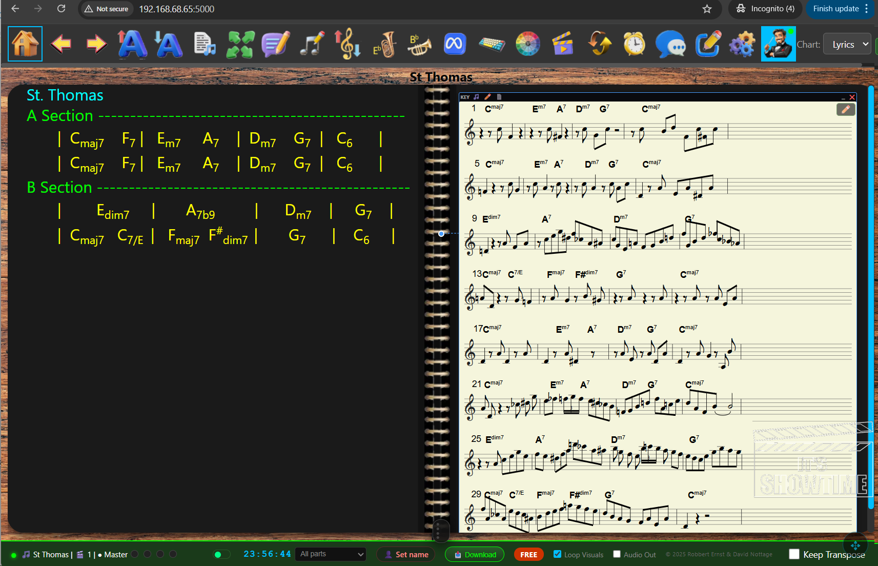 ShowTime hybrid notation chord chart alternate view